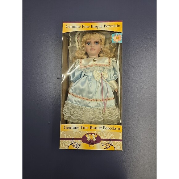 Jenny Faith Collection Genuine Fine Bisque Porcelain Doll Blue Eyes Blonde Hair - Picture 1 of 5